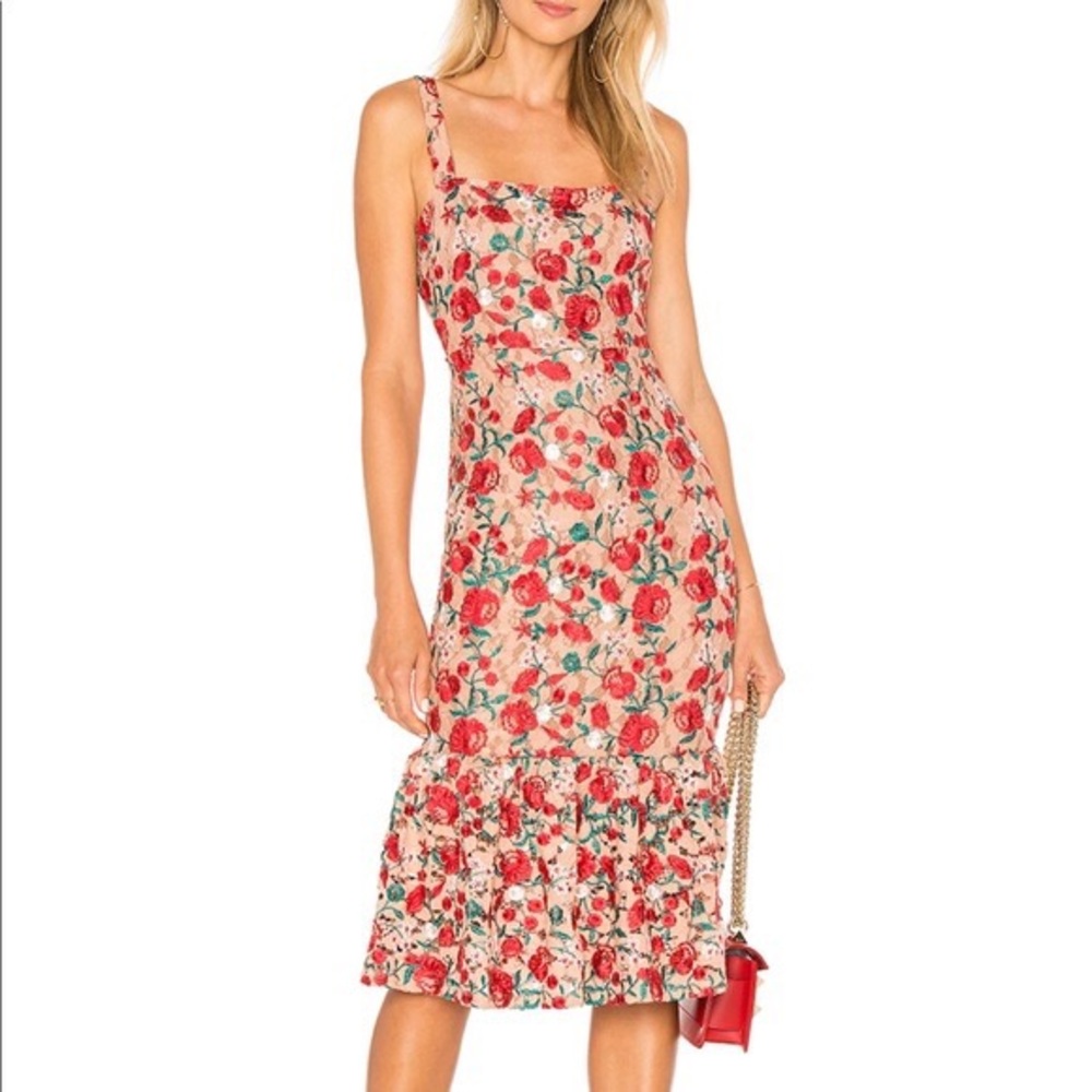 Lovers + Friends Under The Stars floral lace midi dress NWT